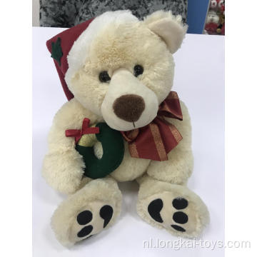 Pluche teddybeer romige kerst